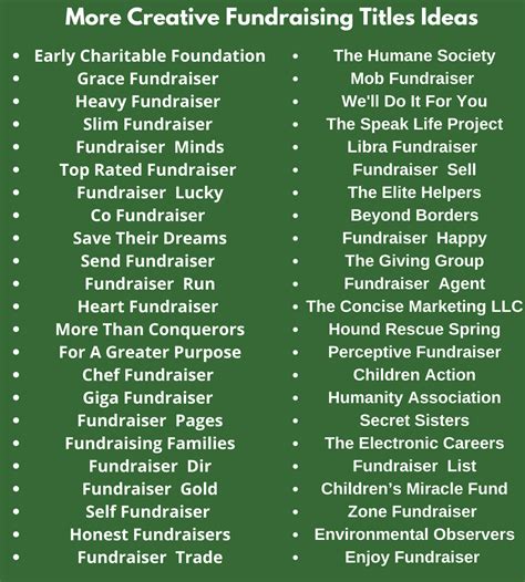 fundraising title ideas